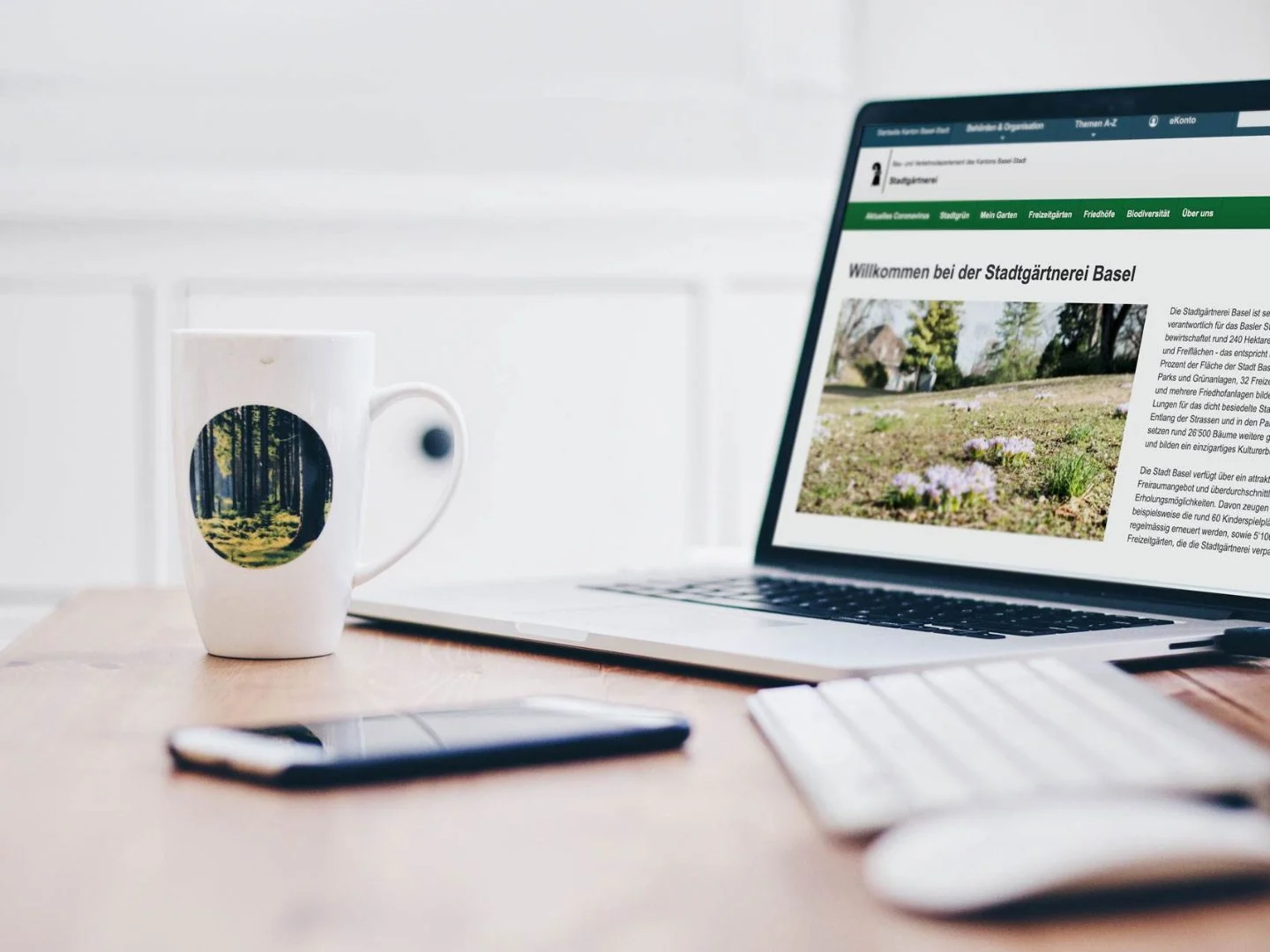 Website der Stadtgärtnerei Basel auf einem Laptop